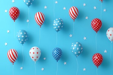 Air balloons in the colors of the USA flag