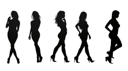 silhouettes women isolated on white