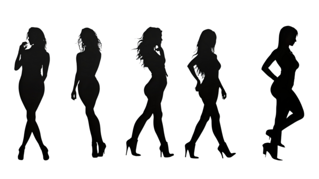 silhouettes women isolated on white - Powered by Adobe