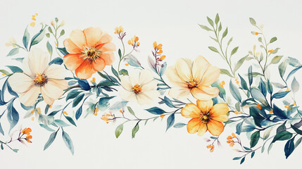 Fototapeta premium Elegant wedding invitation card background vector. Minimal hand painted watercolor botanical flowers texture template background. Design for wedding, vip cover, poster, rsvp moderncard.Valentine's Day