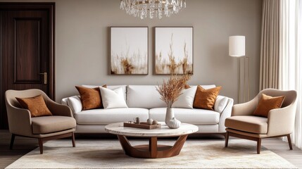 Mockup frame in nomadic boho interior background with rustic decor, 3d render