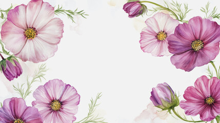 Fototapeta premium Elegant wedding invitation card background vector. Minimal hand painted watercolor botanical flowers texture template background. Design for wedding, vip cover, poster, rsvp moderncard.Valentine's Day