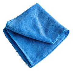 Closeup blue duster microfiber cloth for cleaning isolated on white transparent background