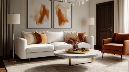 Mockup frame in nomadic boho interior background with rustic decor, 3d render