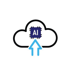 ai icon. Cloud Computing, Outline icons include network, Download and Upload. for computers, technology. mixed design style. vector design template