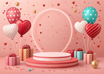 birthday card with cake and balloons