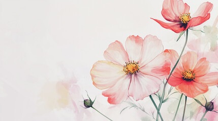 Elegant wedding invitation card background vector. Minimal hand painted watercolor botanical flowers texture template background. Design for wedding, vip cover, poster, rsvp moderncard.Valentine's Day