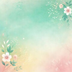 Soft pastel floral background with leaves. Generative AI