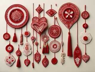 set of red and silver spoons