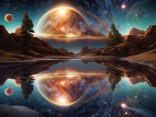 fantasy landscape with space