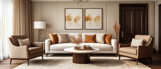 Mockup frame in nomadic boho interior background with rustic decor, 3d render