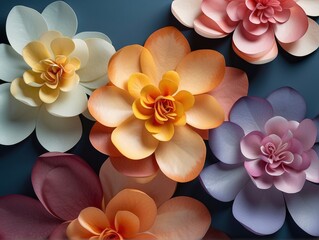 frangipani flowers on blue background