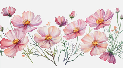 Fototapeta premium Elegant wedding invitation card background vector. Minimal hand painted watercolor botanical flowers texture template background. Design for wedding, vip cover, poster, rsvp moderncard.Valentine's Day