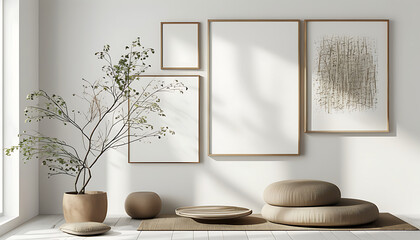 Minimalist Interior with Natural Accents.Generative AI