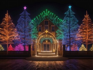 christmas tree in front of the church