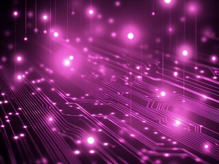 Obraz premium Abstract Pink Circuit Board Glowing Lines And Lights