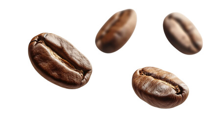 coffee beans isolated on white transparent background