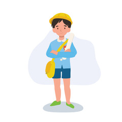 kindergarten graduation boy holding certificate in school uniform celebrating academic success