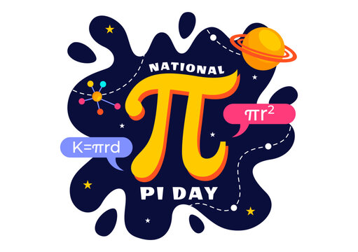 National Pi Day Vector Illustration on 14 March featuring Mathematical Constants, Greek Letters, and a Sweet Baked Pie in a Holiday Flat Background