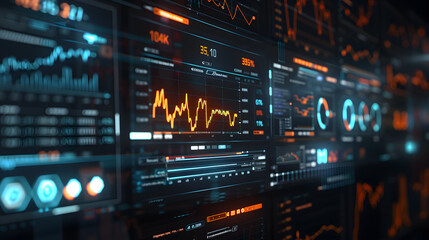 Obraz premium Portfolio analysis digital screens with investment
