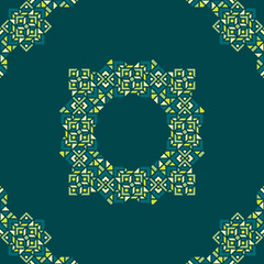 Green Pastel Oriental Ornament Design Can Use for Frame, Ceramic, or Wedding Invitation