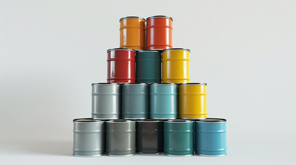 stack of colorful paint cans 