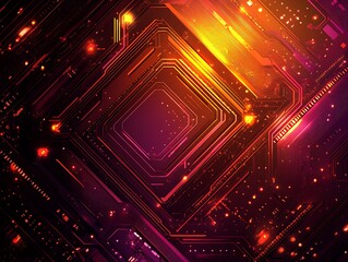 Obraz premium Abstract Red And Orange Circuit Board Design