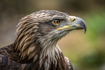 Obraz premium Close-up profile of a juvenile golden eagle.