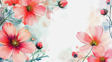 Elegant wedding invitation card background vector. Minimal hand painted watercolor botanical flowers texture template background. Design for wedding, vip cover, poster, rsvp moderncard.Valentine's Day