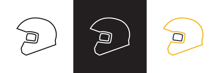 Helmet icon. Motorcycle helmets. Racing helmet. construction helmet icon. Safety helmet.   isolated on white and black background. vector illustration. EPS 10