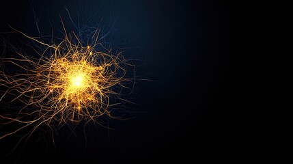 Fototapeta premium Bright Spark in Dark Background with Fiery Filament Energy Aura