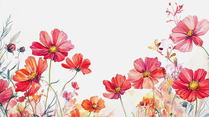 Obraz premium Elegant wedding invitation card background vector. Minimal hand painted watercolor botanical flowers texture template background. Design for wedding, vip cover, poster, rsvp moderncard.Valentine's Day