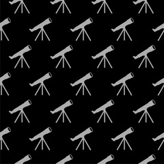 Telescope icon isolated seamless pattern on black background