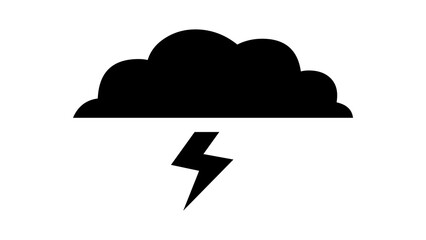 Cloud lightning shape icon black color in white background