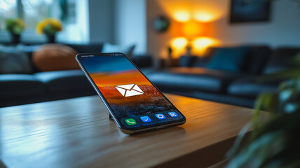 New Message Notification on Modern Smartphone 