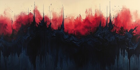 Fototapeta premium Vibrant and Dramatic Watercolor Splash of Black, Indigo, and Red 