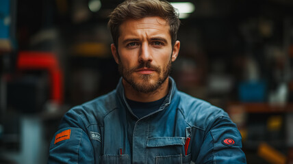 Confident Mechanic: Portrait of a Skilled Craftsman 