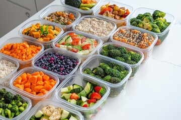 Healthy Meal Prep Featuring Superfoods: Boost Your Nutrition with Colorful Ingredients and Balanced Portions.