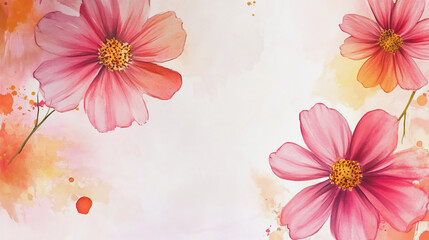 Obraz premium Elegant wedding invitation card background vector. Minimal hand painted watercolor botanical flowers texture template background. Design for wedding, vip cover, poster, rsvp moderncard.Valentine's Day