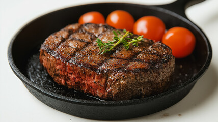 Sizzling Steak in Cast Iron Pan 