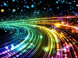 Fototapeta premium Abstract Colorful Light Trails Swirling Through Space