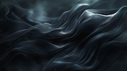 Obraz premium Abstract Silk: A dramatic close-up of a smooth, flowing silk fabric, reminiscent of waves and a gentle breeze, in a dark, almost monochrome, color palette. 