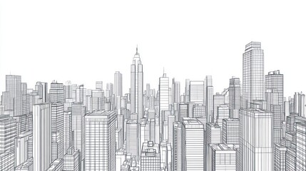 Wireframe city skyline architectural design, urban planning