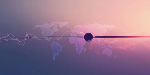 Global Network Connections Abstract Visualization Futuristic World Map Data Stream Technology Concept