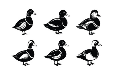 Mandarin Duck silhouette vector art illustration