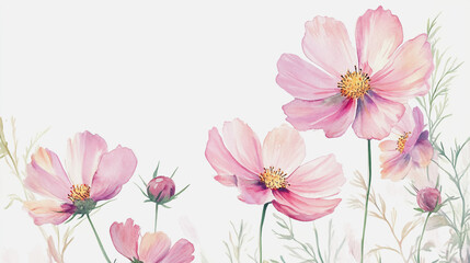 Elegant wedding invitation card background vector. Minimal hand painted watercolor botanical flowers texture template background. Design for wedding, vip cover, poster, rsvp moderncard.Valentine's Day