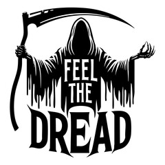 Grim Reaper Silhouette Vector Illustration with the text 