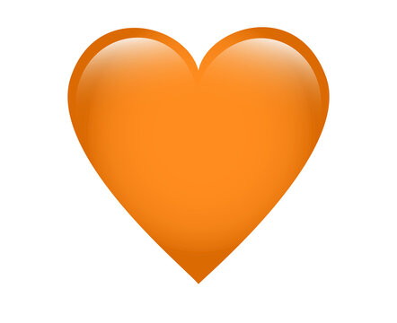 Love orange glossy heart icon, used for expressions of love passion and romance