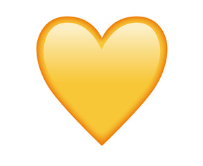 Classic love gold yellow glossy heart icon, used for expressions of love happy