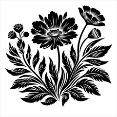 Flower icon silhouette vector. Flower logo icon silhouette illustration